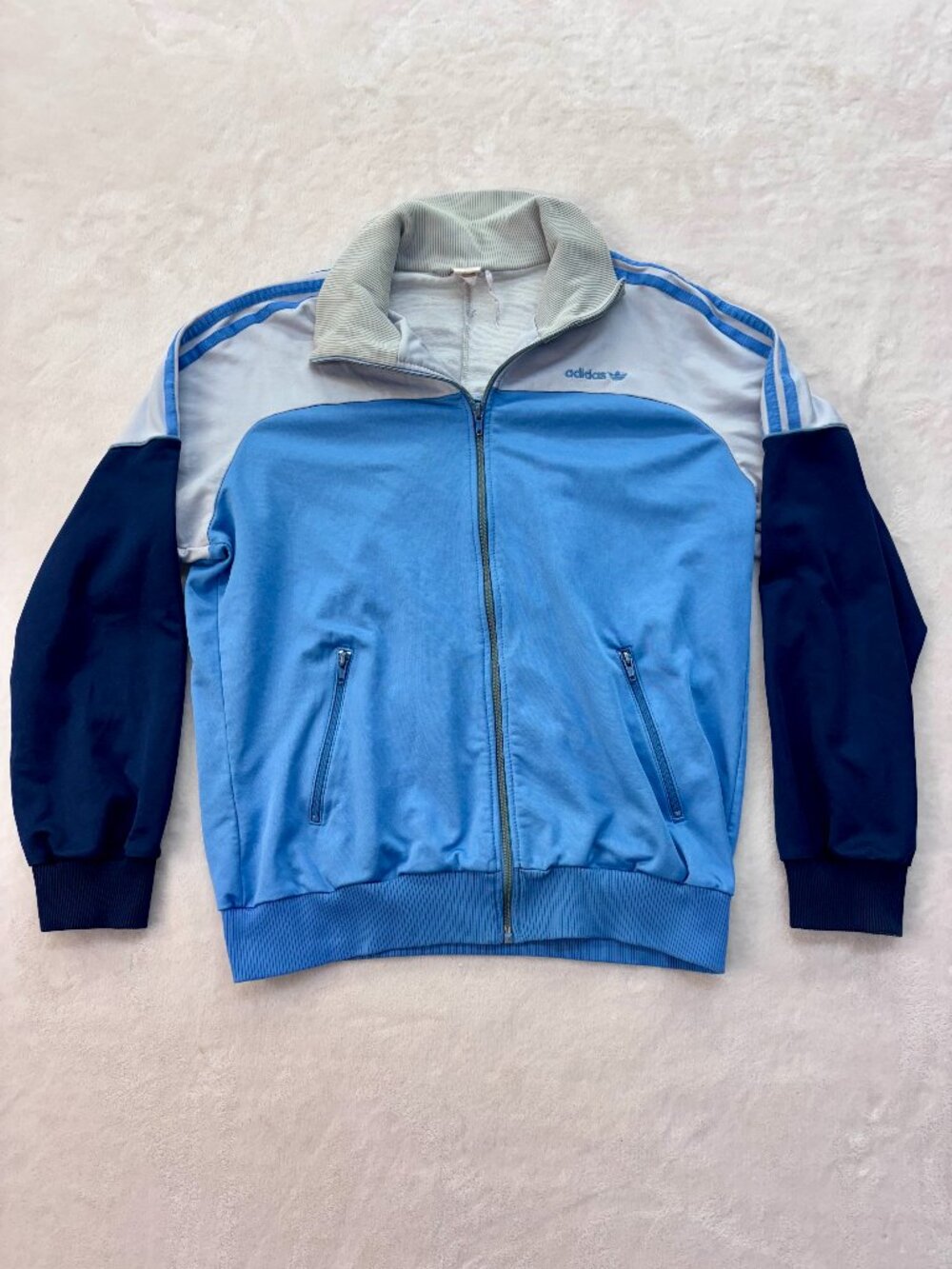 Vintage Blue Adidas Zip Up Jacket --- Size Medium --- Unisex!!